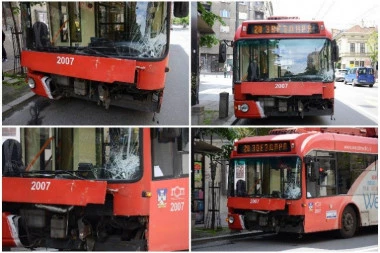 (FOTO) SAOBRAĆAJNI KOLAPS U CENTRU BEOGRADA! Sudar automobila i trolejbusa!