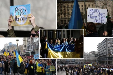 MARŠ ZA MIR U UKRAJINI! Šetnjom centralnim beogradskim ulicama obeležena godišnjica rata! (FOTO, VIDEO)