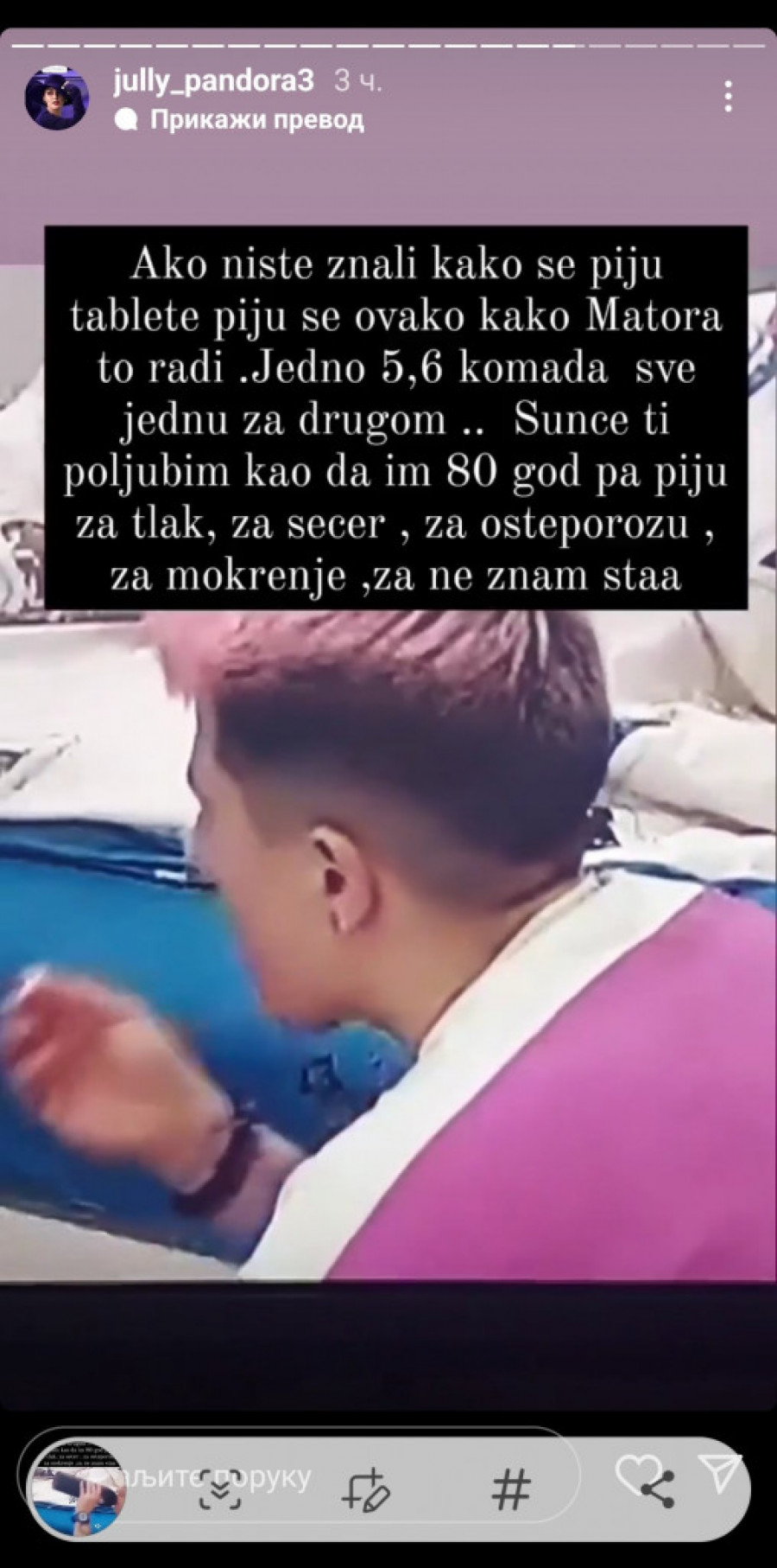 Jovana Tomić Matora guta tablete