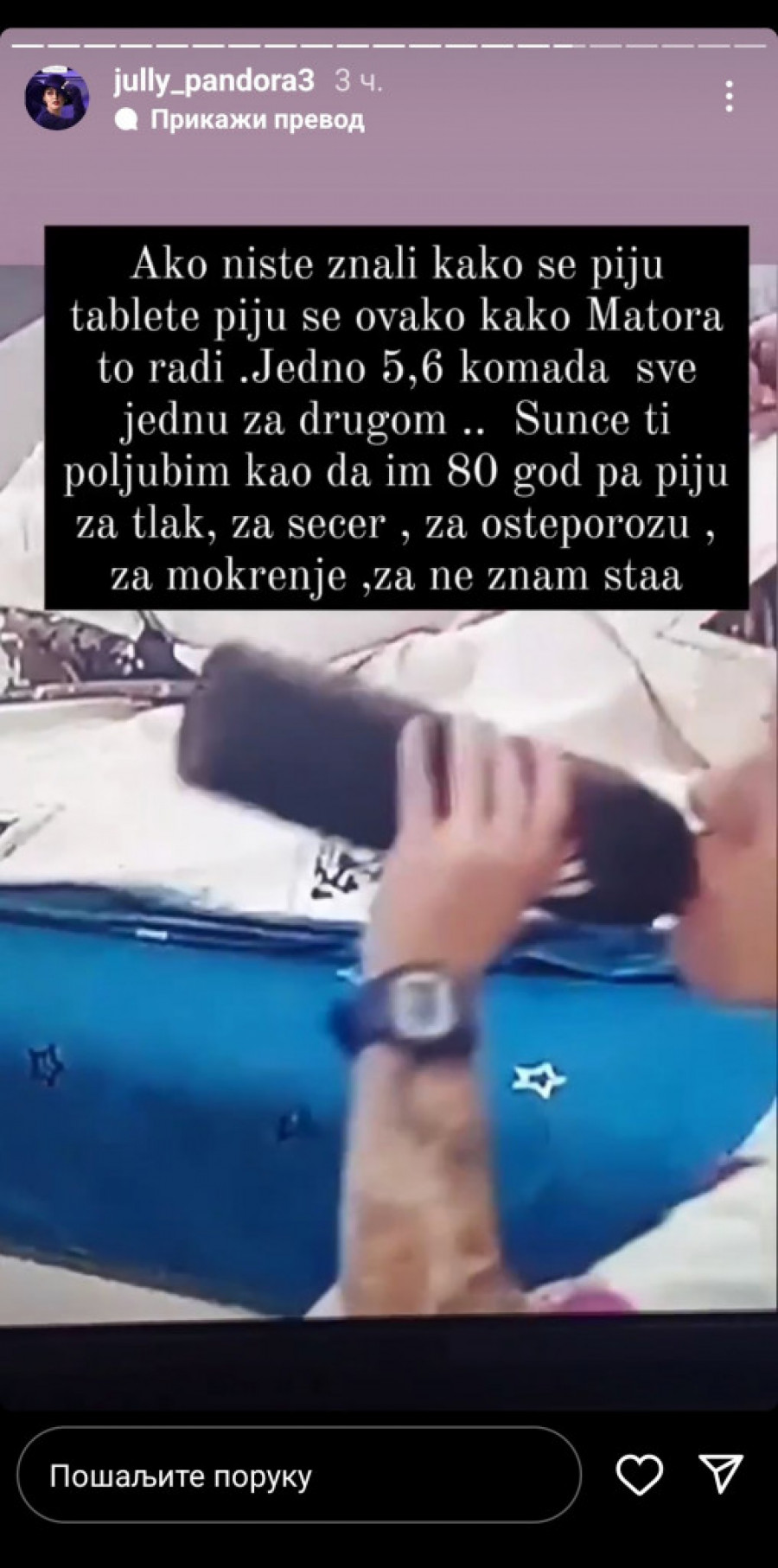 Jovana Tomić Matora guta tablete