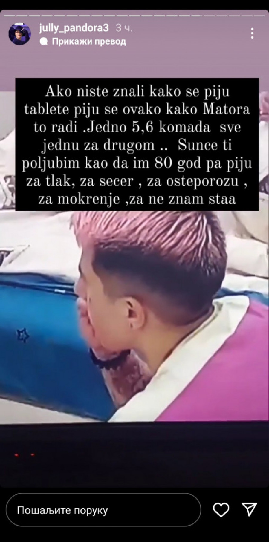 Jovana Tomić Matora guta tablete