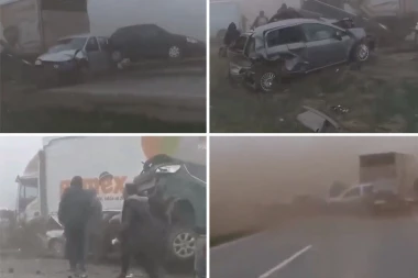 PEŠČANA OLUJA NAPRAVILA HAOS KOD BAČKE TOPOLE: Stravičan lančani sudar, zakucalo se 14 vozila, među njma kombi i kamion, PRIZOR JE JEZIV (VIDEO)