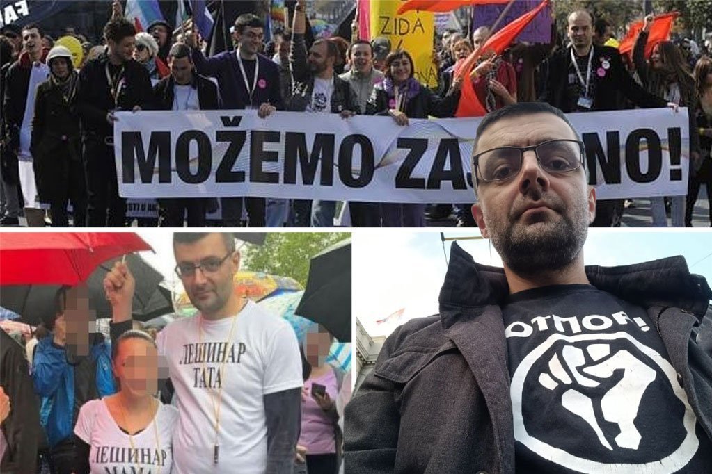 KAKO JE LAZAR OD OTPORAŠA, PARADE PONOSA I LETOVANJA SA DEČKOM POSTAO PORODIČNI ČOVEK?! Pojavio se na protestu u subotu sa ženom i detetom da podeli predstavu, a OVO JE ŠOKIRALO (FOTO)