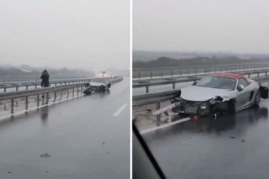 STRAVIČNA SAOBRAĆAJKA NA MILOŠU VELIKOM KOD OBRENOVCA: Automobil u potpunosti uništen - delovi vozila leteli metrima! (VIDEO)