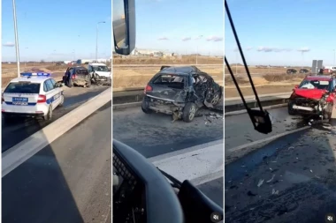 AUTOMOBILI ZGUŽVANI OD SILINE UDARA: Prvi snimci stravične nesreće kod Kaća (VIDEO)