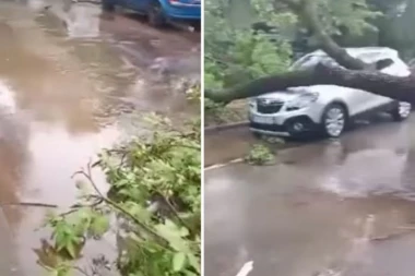 JAKO NEVREME NAPRAVILO HAOS PO SRBIJI! Oluja čupala drveća, automobili uništeni, saobraćaj obustavljen, grad veličine lešnika...  (FOTO/VIDEO)