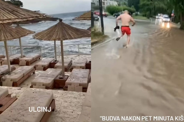 OMILJENA MESTA ZA LETOVANJE UNIŠTENA! Nevreme paralisalo primorje u Crnoj Gori: Reka u Budvi i olujni vetar u Ulcinju - ljudi bežali u strahu!