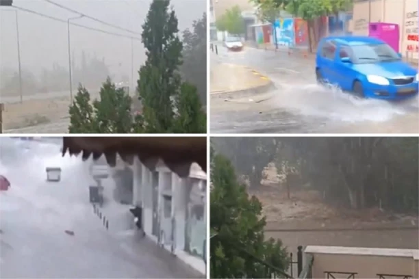 APOKALIPTIČNI PRIZORI U GRČKOJ! Kiša poplavila ulice, gromovi izazvali POŽARE, u narednim satima POGORŠANJE (VIDEO)