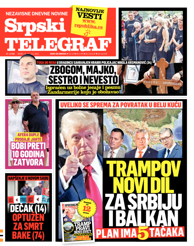Srpski telegraf - Naslovna strana