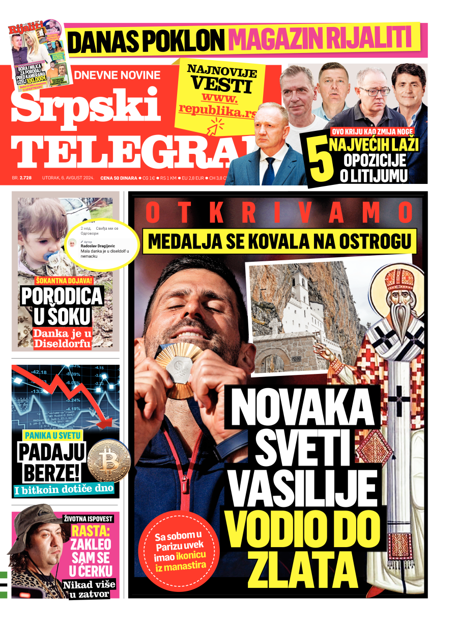 Srpski telegraf - Naslovna strana