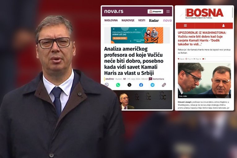 ISLAMISTIČKA SLOBODNA BOSNA I NOVA S IMAJU IDENTIČNE NASLOVE KOJIM NAPADAJU VUČIĆA! Još jedan orkestriran napad na predsednika Srbije! U sve umešali i Kamalu Haris (FOTO)