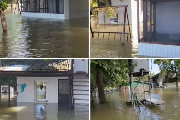 ZASTRAŠUJUĆIE SCENE KOD SOMBORA! Dunav poplavio celo jedno naselje! IZ VODE VIRE KROVOVI, LJULJAŠKE... (VIDEO)