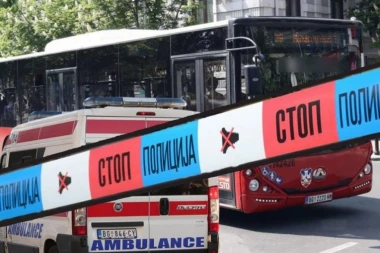 VOZAČ AUTOBUSA U URGENTNOM CENTRU: Uništeno vozilo u Beogradu, komadi stakla razbacani na sve strane (FOTO)