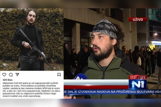 ČOVEK SA JURIŠNOM PUŠKOM PREDVODI PROTESTE KOJE SU NAJAVILI KAO NEMIRNE! Ivan Bjelić jedan od kolovođa (FOTO)