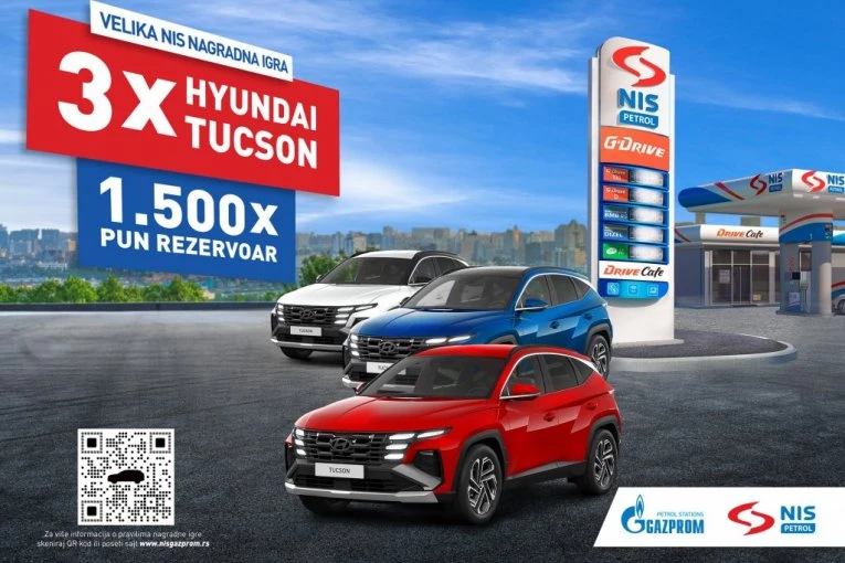 VELIKA NAGRADNA IGRA KOMPANIJE NIS! Tri Hyundai Tucson automobila i još 1.500 punih rezervoara goriva