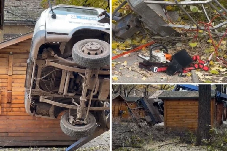 JEZIVE SCENE U SMEDEREVU! Pogledajte prvi snimak prevrnute dizalice, dvojica radnika HITNO hospitalizovana! (VIDEO)