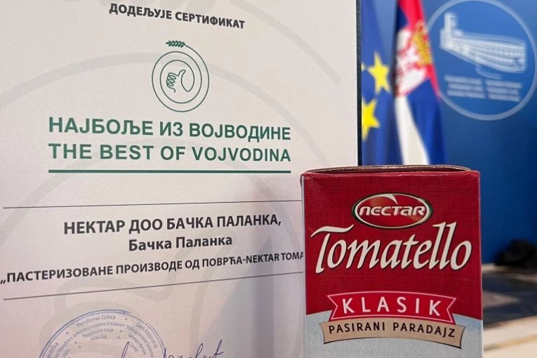 Tomatello Nectar – Dobitnik prestižne nagrade „Najbolje iz Vojvodine” za izuzetan kvalitet i domaće poreklo