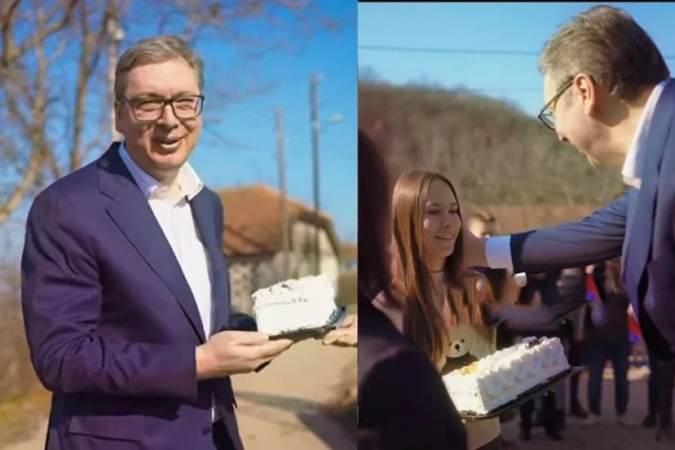 VUČIĆ OBRADOVAO LENU IZ ALEKSANDROVCA: Predsednik joj doneo tortu i uputio rođendansku čestitku (VIDEO)