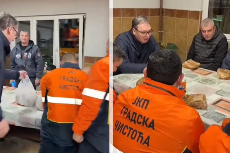 "ZAVLADALA MODA DA SE SLAVI NERAD, ZATO SAM POSETIO PRAVE RADNIKE": Vučić sa radnicima Gradske čistoće (VIDEO)