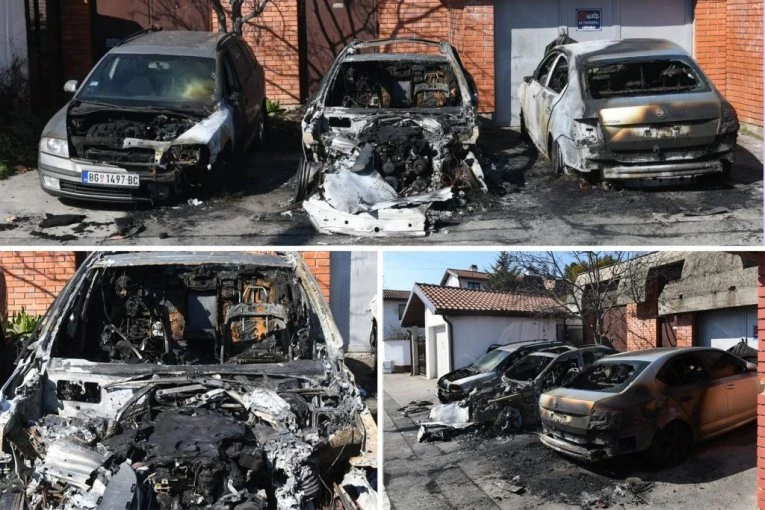 PRVE SLIKE IZGORELIH AUTOMOBILA NA BEŽANIJI! Jedan eksplodirao, čule se jake detonacije! (FOTO, VIDEO)