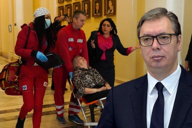 VUČIĆ POSETIO JASMINU OBRADOVIĆ! Poslanica doživela moždani udar u Skupštini kada je opozicija bacila DIMNE BOMBE!