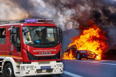 DVA TELA U ZAPALJENOM AUTOMOBILU! Požaru prethodio udes, povređene i dve osobe! (fFOTO/VIDEO)