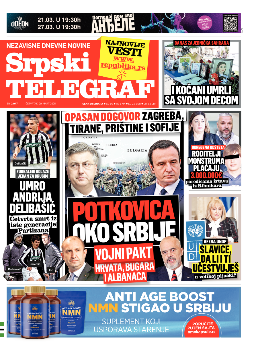 Srpski telegraf - Naslovna strana