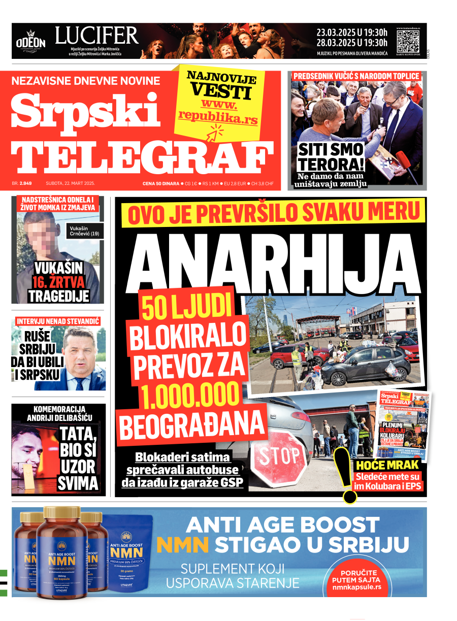 Naslovna strana Srpski Telegraf