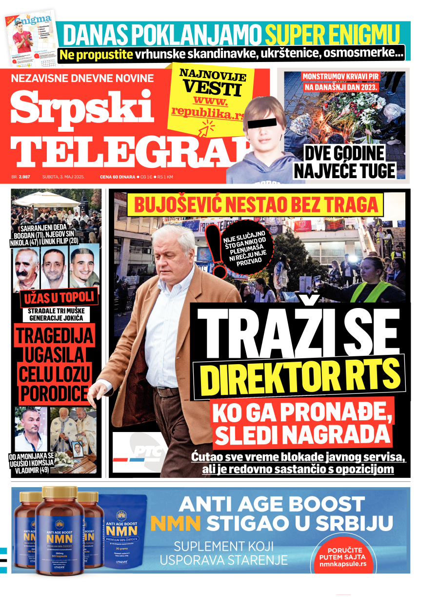 Srpski telegraf naslovna strana