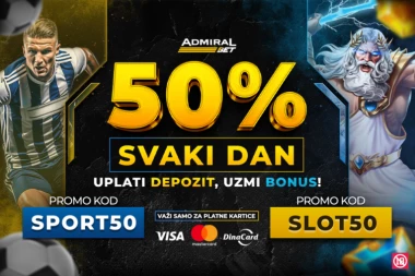 ADMIRALBET VAM POKLANJA 50% BONUSA SVAKOG DANA: Od sada svaki dan počinje bonusom – slot ili sport, vi birate!